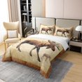 thumbnail image 3 of Cotton Rustic Farmhouse Moose Duvet Cover,Retro Old Paper Print Country Decor, 3 of 7