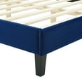 thumbnail image 3 of Full Size Platform Bed Navy Blue Velvet Camelback Design Headboard, 3 of 7