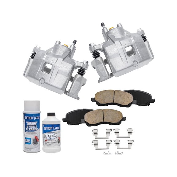 Front Brake Pad and Caliper Kit - Compatible with 2007 - 2017 Jeep Compass 2008 2009 2010 2011 2012 2013 2014 2015 2016