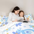 thumbnail image 4 of Meiyoeat Cute Daisy Letter P Full Size Comforter Sets 3 Pieces for Girls Toddlers, Floral Initial Bedding Sets for Daily, Light Blue Yellow White, 4 of 6