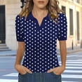 thumbnail image 2 of Posijego Womens Summer Tops Polka Dot Print Short Sleeve T-Shirts Collared Golf Tennis Shirts Casual Dressy Blouses for Ladies, 2 of 5