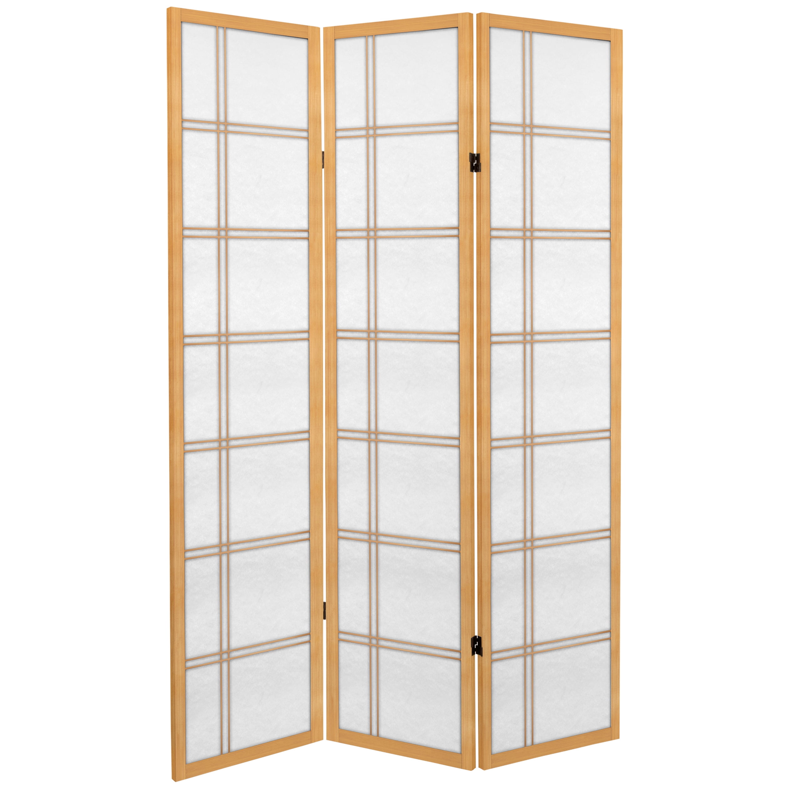 Oriental Furniture 6 Ft Tall Canvas Double Cross Room Divider, Natural