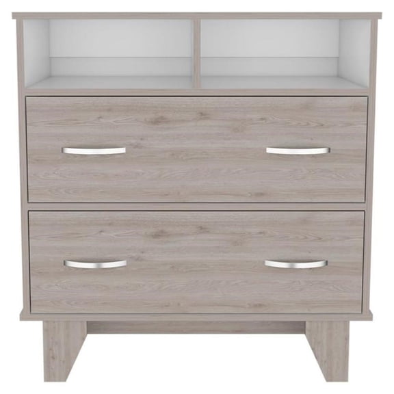 TUHOME Portanova Two Drawer Dresser - Light Gray Engineered Wood