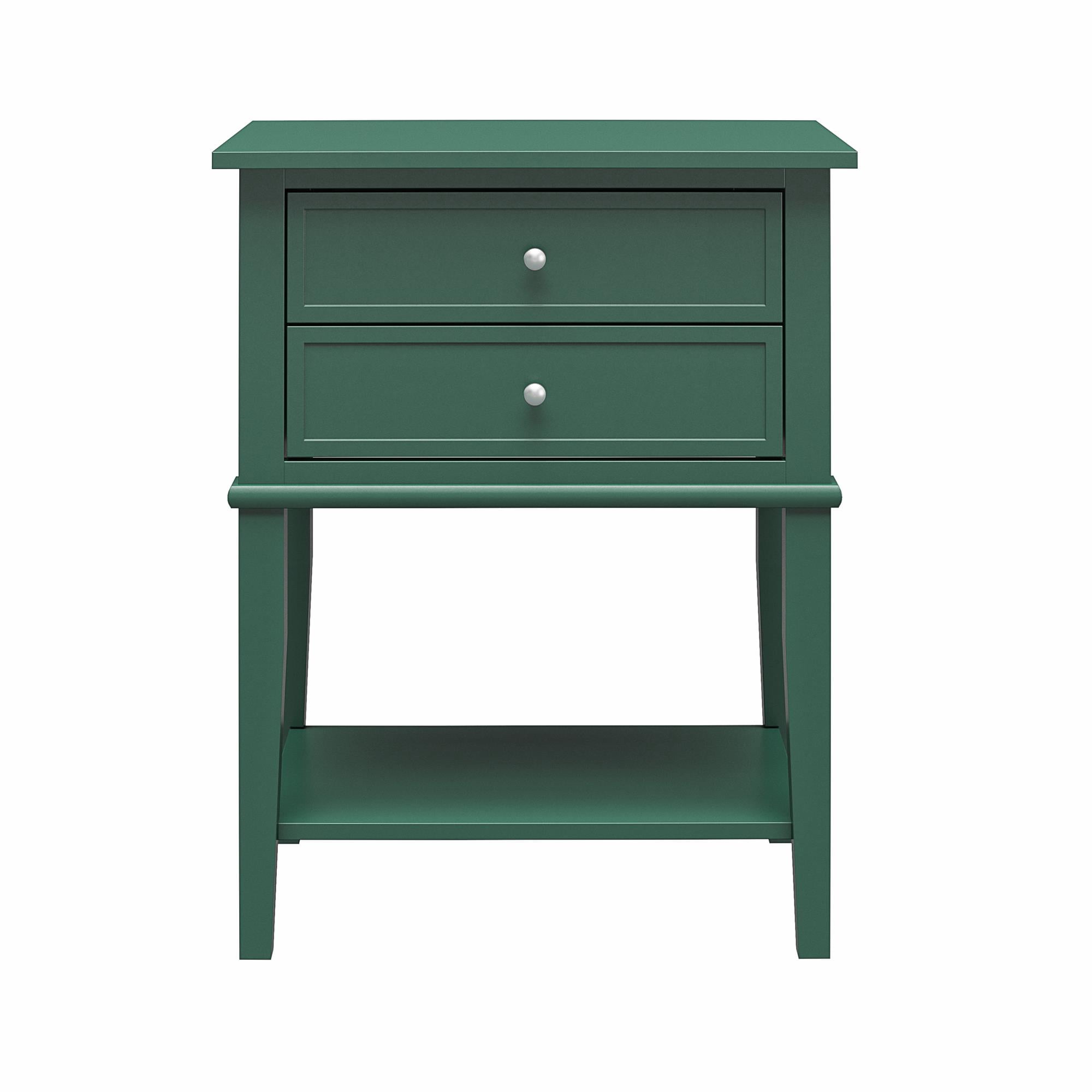 Desert Fields Eclectic Boho Accent Table with 2 Drawers, Hunter Green