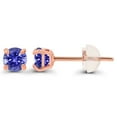 thumbnail image 2 of Decadence 14K Rose Gold Plated 925 Sterling Silver 3mm Round Natural Tanzanite December Birthstone Stud Earrings For Women, 2 of 5