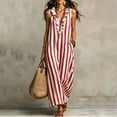 thumbnail image 2 of zbxnLI Striped Maxi Dress for Women Ruffle V Neck Sleeveless Tank Dresses Loose Casual Vacation Long Sundress, 2 of 6