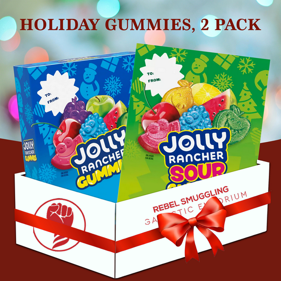 Christmas Candy Gummies and Sour Gummy Storybooks 2 Pack Gift Basket by Rebel Smuggling Galactic Emporium