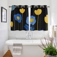 thumbnail image 3 of Blue Yellow Floral Kitchen Curtains Short 54 Inch Length, Spring Summer Pastoral Plant Leaf Grommet Top Bedroom Living Room Curtains, Light Filtering Cafe Curtain Drapes 2 Panels Set 84''x54'', 3 of 9