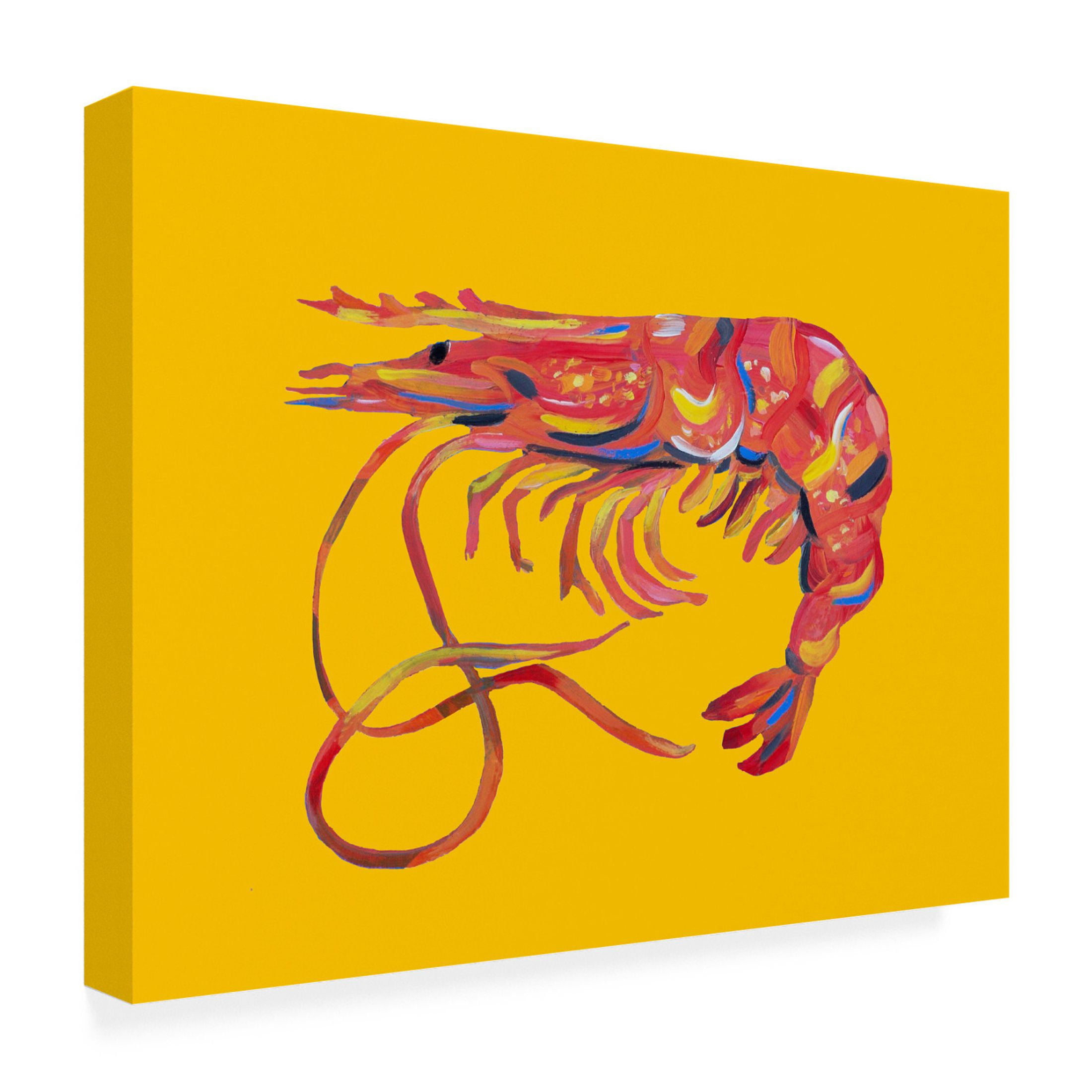 Trademark Fine Art Alice Straker  Prawn On Yellow Canvas Wall Art