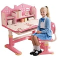 thumbnail image 2 of YNCE Kids Desk and Chair Set, Height Adjustable Children Study Desk, Golden Distance Preventing Myopia Design, Children Study Desk with Spacious Storage Drawer for Girls School Home Study Tool, 2 of 9
