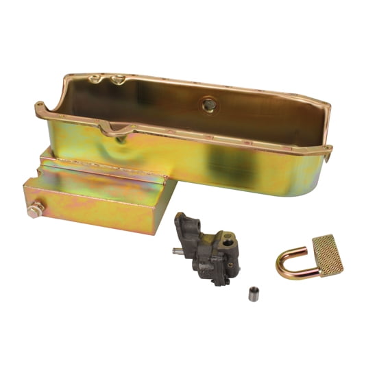 SB Chevy Claimer Oil Pan w/ Plug Combo, Stock Pump, RH Dipstick