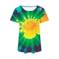 thumbnail image 4 of jtjvou Women's Summer Short Sleeve Tops Going out Tops for Teen Round Neck Tuinc Tie Dye Blouse Trendy Fashion Casual Loose Lady Multicolor,L, 4 of 6