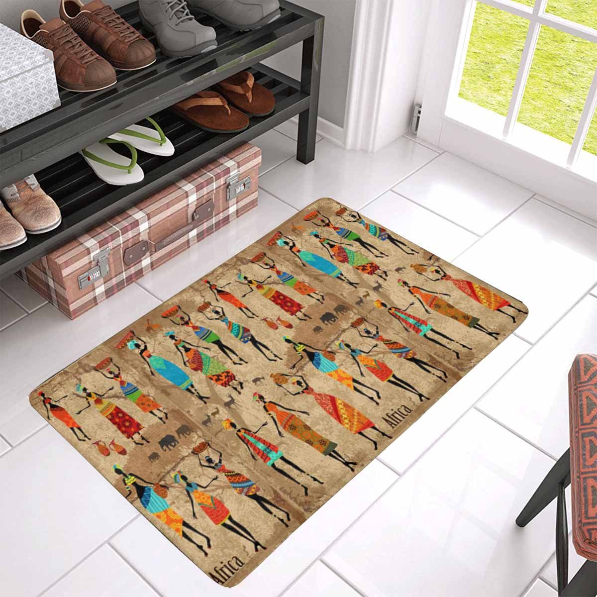 POP Vintage Tribal Beautiful African American Women Front Door Mat