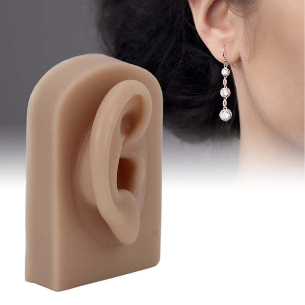 Modelo de Oreja de Silicona, Oreja Derecha y Flexible Oreja Falsa Flexible para Práctica Perforadora, Modelo de Oreja Humana Reutilizable Para Joyas Acupuntura de Acupuntura