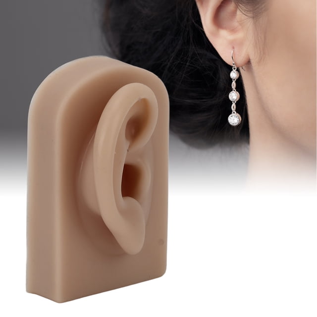 Modelo de Oreja de Silicona, Oreja Derecha y Flexible Oreja Falsa Flexible para Práctica Perforadora, Modelo de Oreja Humana Reutilizable Para Joyas Acupuntura de Acupuntura