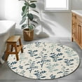 thumbnail image 3 of Blue Teal Botanical Round Area Rug 4Ft Washable Circle Rugs for Bedroom Dining Room, Rustic Country Spring Floral Summer Leaf Non-Slip Carpet Floor Mats Indoor Outdoor Carpet Runner Home Decor, 3 of 8