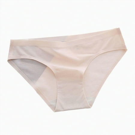 Meiodtion Underwear for Women Comfort Seamless No Show Thong Panty Banded Waist Waistband Stretchable Panties  Beige  L