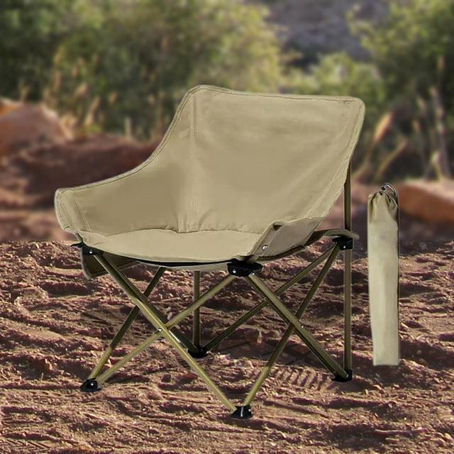 Silla plegable ligera para acampar, taburete plegable de gran tamaño con bolsillo lateral para playa Amarillo Sharpla Asiento al aire libre
