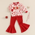 thumbnail image 5 of Okbabeha Toddler Girl Valentine's Day Outfits Heart Long Sleeve Sweatshirt Flare Pants Set Cute 2 Piece Clothes, 5 of 8