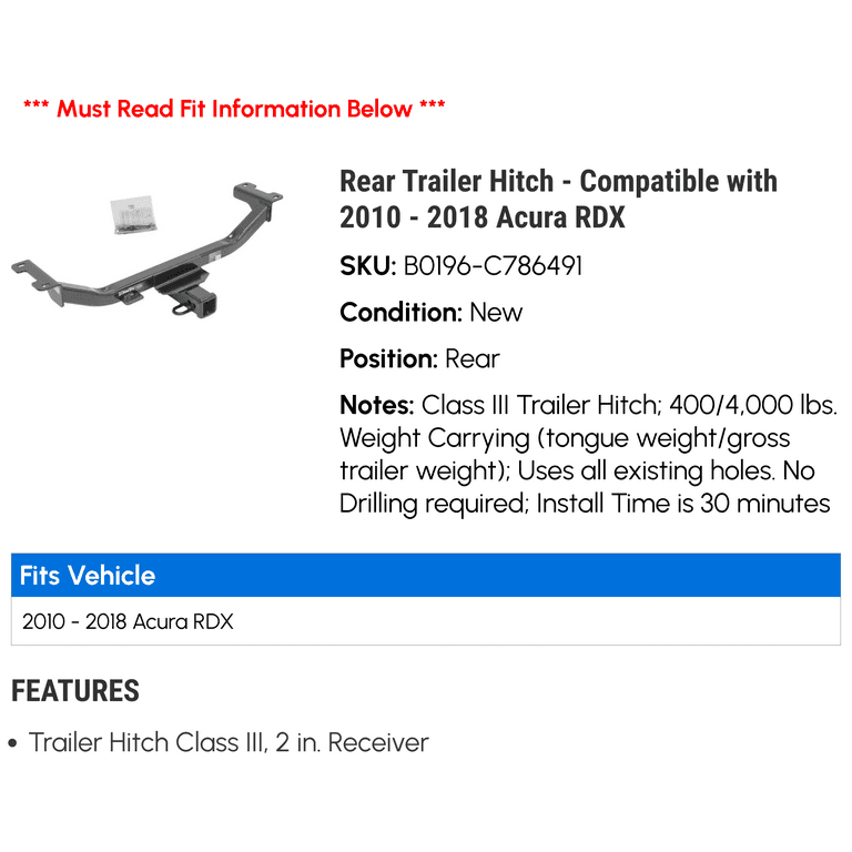 2015 acura rdx trailer hitch deals