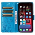 thumbnail image 6 of TECH CIRCLE Case for iPhone 15 Pro Max (2023) - [Embossed Butterfly Tree Pattern] Protective PU Leather Wallet Case with [Card Holder /Wrist Strap] Fold Stand Folio Cute Cover Shell, Blue, 6 of 7