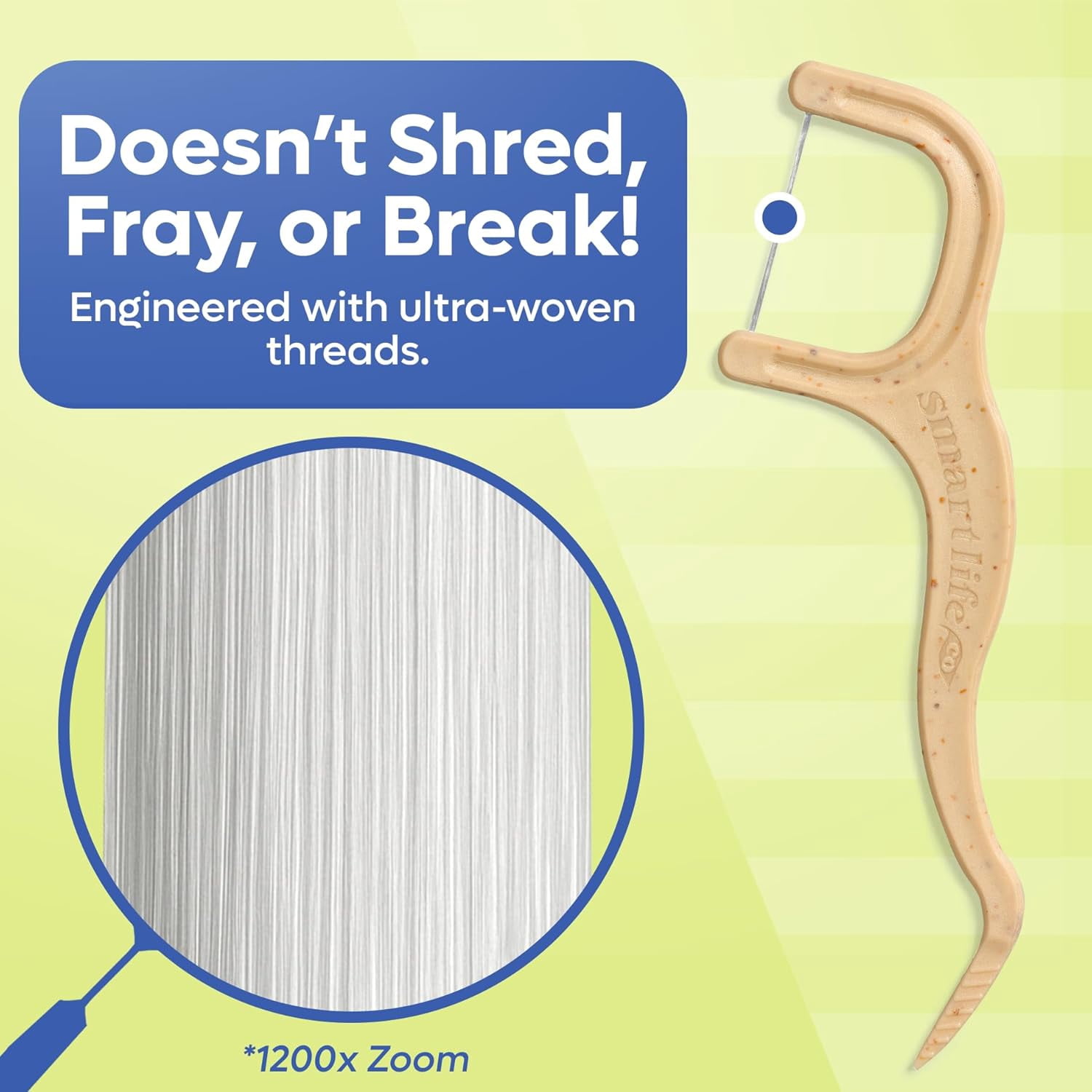 Biodegradable dental floss picks - eco-friendly handle, 200 wheat straw toothpicks