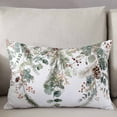 thumbnail image 2 of Christmas White Throw Pillow Cover Case, Couch Sofa Bed Pillowcase, Soft Decorative Lumbar Pillow Protector, Winter Eucalyptus Pine Leaves Snowflake 16x24Inch Reversible Pillow Shams with Zipper, 2 of 6