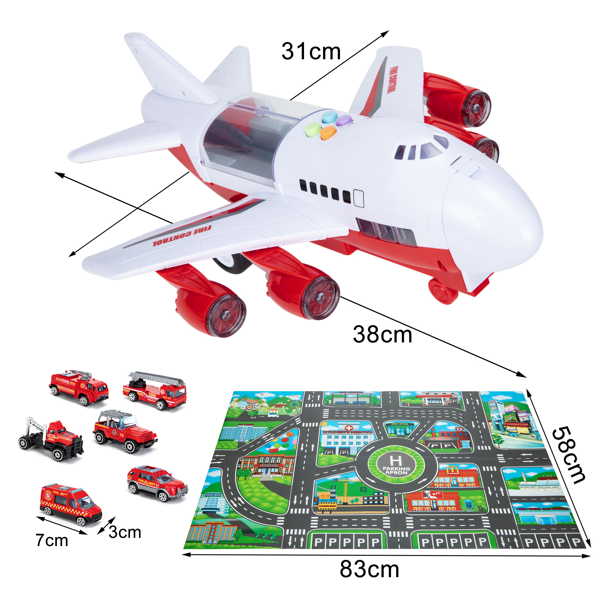 YouLoveIt Airplane Car Toys Set Children Educational Vehicles Toys Transport Airplane Toys Aircraft Toy Set  Trucks Car Toys with Play Mat, Kids Toys Toddler Vehicle Toy Airplane Gift Toys - image 3 of 8