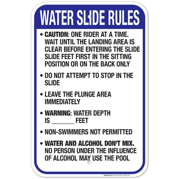 Oregon Water Slide Rules Sign, Complies With State Of Oregon Pool Safety Code, 12x18 Aluminum
