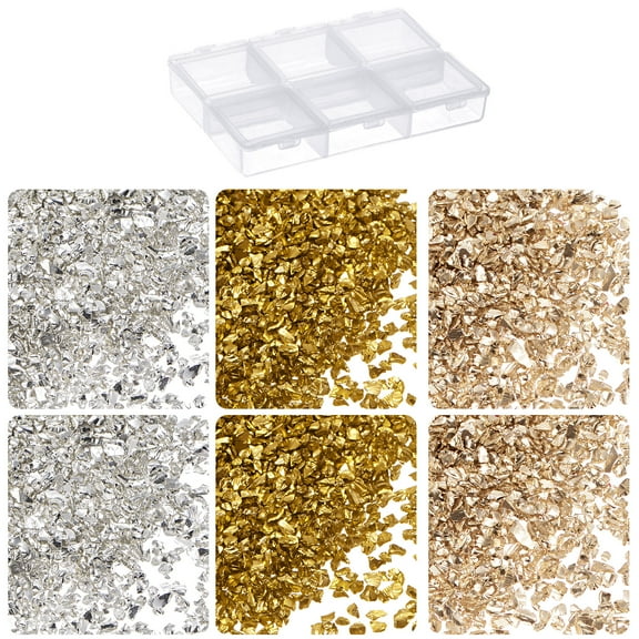 33g Crushed Glass Chips 3 Colors 1-3mm, Platinum Color Gold Tone Silver Tone