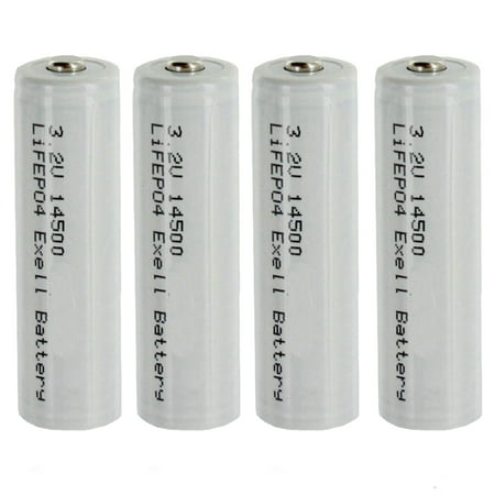 4pk 3.2V 500mAh AA 14500 LiFePO4 Rechargeable Batteries Replaces 30228, (Best Rechargeable Lithium Aa Batteries)
