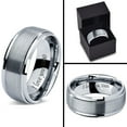thumbnail image 4 of Tungsten I Love You 3000 Quote Engraved Band Ring 8mm Men Women Comfort Fit Gray Step Bevel Edge Brushed Polished, 4 of 4