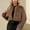 Coffee, variant on Women Coats Solid Color Short Style Faux Fur Coat Long Sleeve Fluffy Jacket Loose Fit Thermal Thick Coats Trendy Casual Clothing Hot Pink S