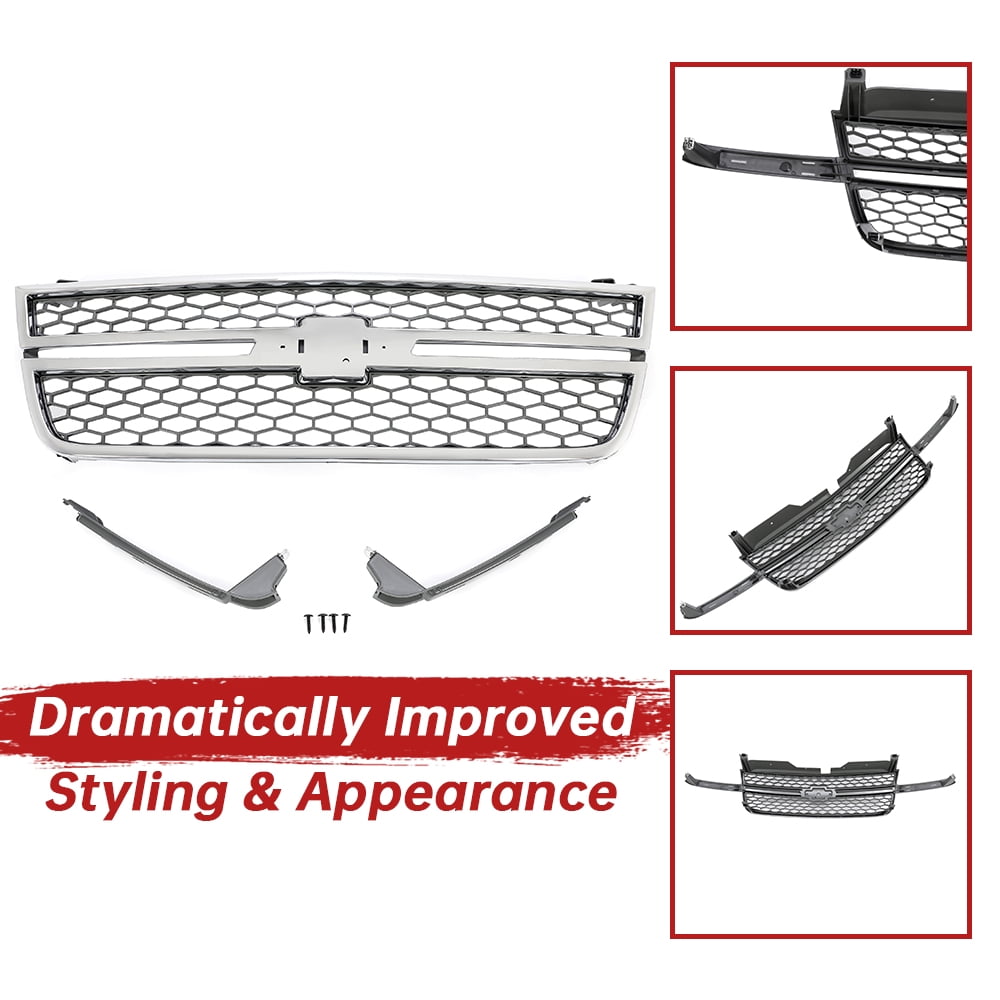 Kojem Front Chrome Grille Grill Honeycomb Insert for 2003-2007 Chevrolet Silverado 1500 2500 3500 HD Classic GM1200546