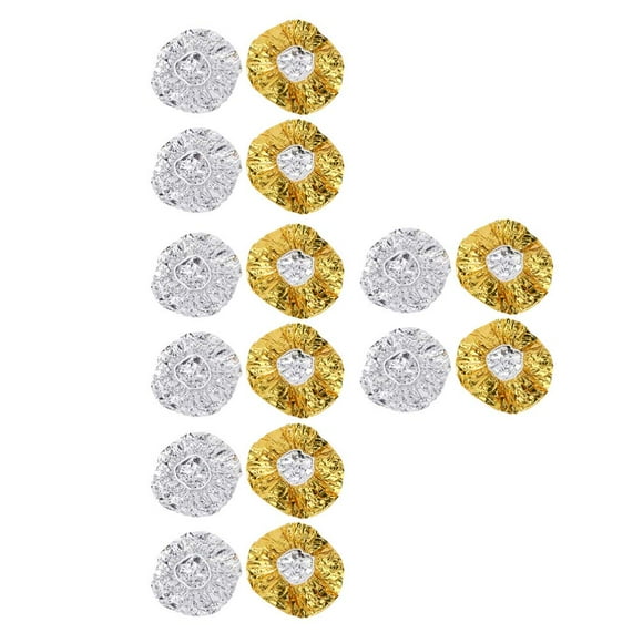 Aluminum Foil Caps, 16pcs Reusable Deep Conditioning Heat Caps Elastic Hair Processing Caps Hair Coloring Shower Caps for Home Salon Use (Golden, Silvery)