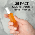 thumbnail image 3 of Nylea 26 Pack Essential Oil Roller Bottles [Free Plastic Pipette] 10ml Refillable Plastic Ball, Black cap, 3 of 5