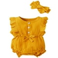 thumbnail image 1 of MesaSe Baby Romper Hair Band Set Infant‘s Fly Ruffled Sleeve Jumpsuit, 1 of 5