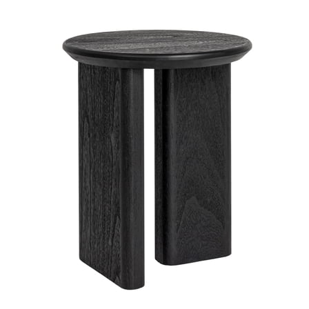 Creative Co-Op Asymmetrical Firwood Round End Table, Black