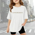 thumbnail image 7 of Lumtrix Girls' Letter Graphic Tees Short Sleeve Crewneck Oversized T Shirts Summer Clothes for Girls 2-14 Y White 100, 7 of 7