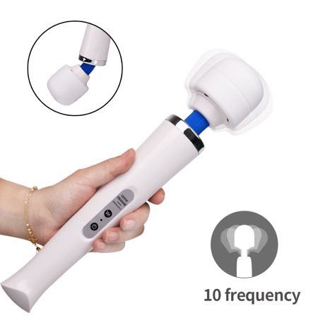 VINGEM USB Charging 10 Speeds  Powerful Hand Held Wand Massager with Strong Vibration.White