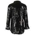 thumbnail image 3 of Sokhgu Women's Plus Sized Blouse Long Sleeved Shirts Sequined Lapel Casual Button Up Cardigan Party Formal Dressy Tops, 3 of 6