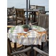 thumbnail image 2 of Outdoor Tablecloth with Umbrella Hole for Patio/Picnic/Party/Camping, Spring Botanical Waterproof Table Cloth Round Cover Washable, Green Leaves Deers Birds Flowers Gray Plaid (Dia 54"), 2 of 8
