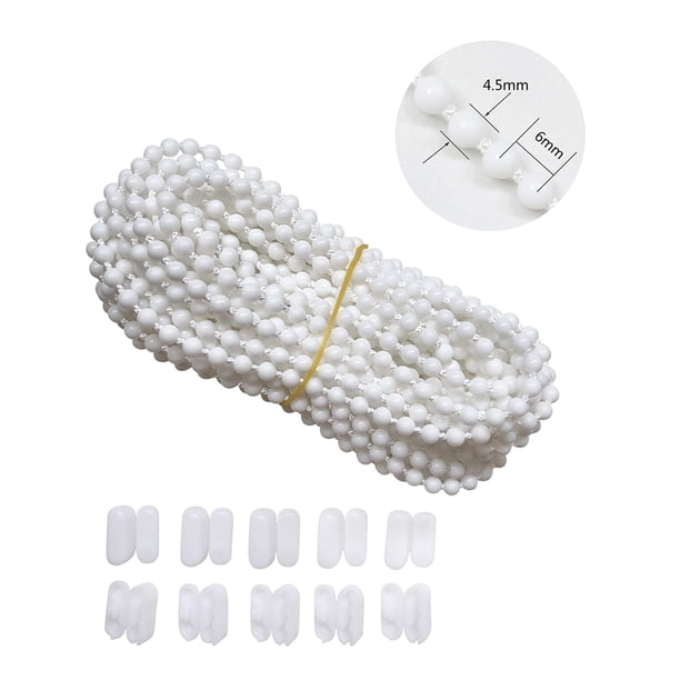 Cable de cadena para persianas enrollables de 10 m con conectores, color blanco Luanxu