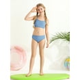 thumbnail image 3 of GYRATEDREAM Girl's Cute Two Piece Ribbed Swimsuit Adjustable Spaghetti Strap Wireless Bikini Set 8-13 Years, 3 of 6