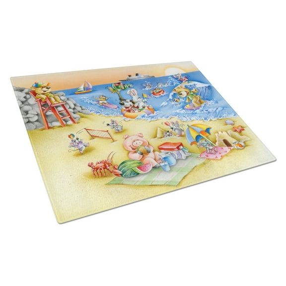 Caroline's Treasures Animals Swimming at the Beach Glass Cutting Board Large