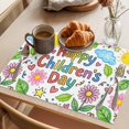 thumbnail image 3 of Children's Day Placemats Set of 12 Cartoon Cute Sun Nature Flowers Leaf Place Mats Indoor Wipeable Table Mats Washable Cloth Dining Table Placemats for Kitchen Holiday Party Home Decor 13x19 Inch, 3 of 9