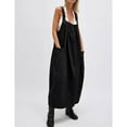 thumbnail image 2 of Lentta Women's Barrel Midi Dress Sleeveless Adjutable Strap Loose Fit Maxi Sundress with Pockets, 2 of 5