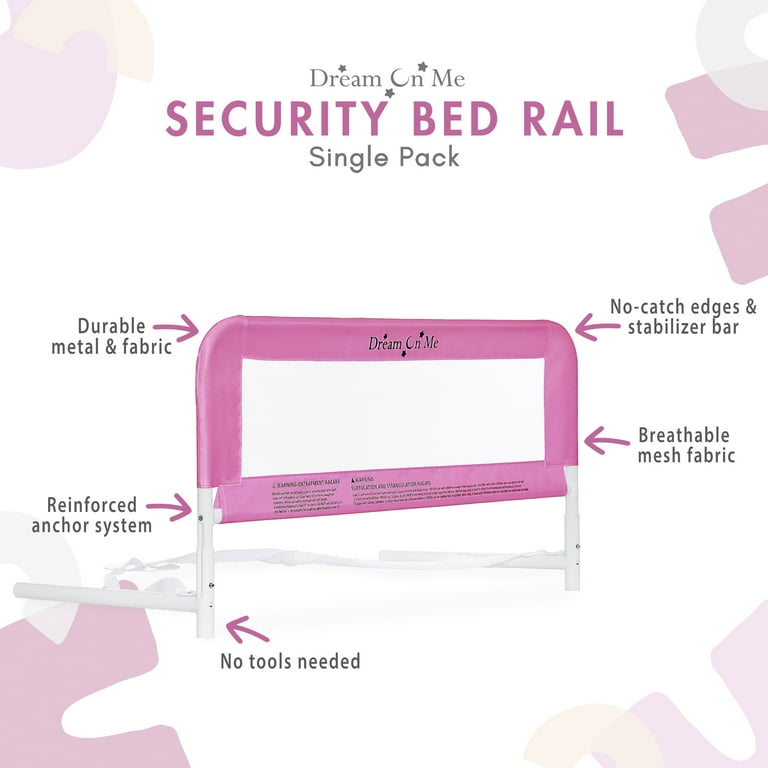 Dream on Me Toddler Bed Rail Pink Mesh