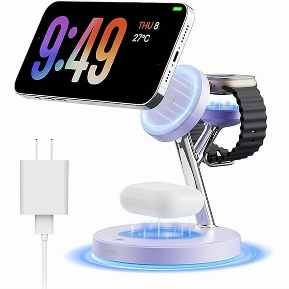2025 3 in 1 Charging Station Compatible with Magsafe Charger Wireless Charger Stand for iPhone16 15 14 13 12 Series Wireless Charging Station for AirPods Wireless Charging Stand for iWatch Series