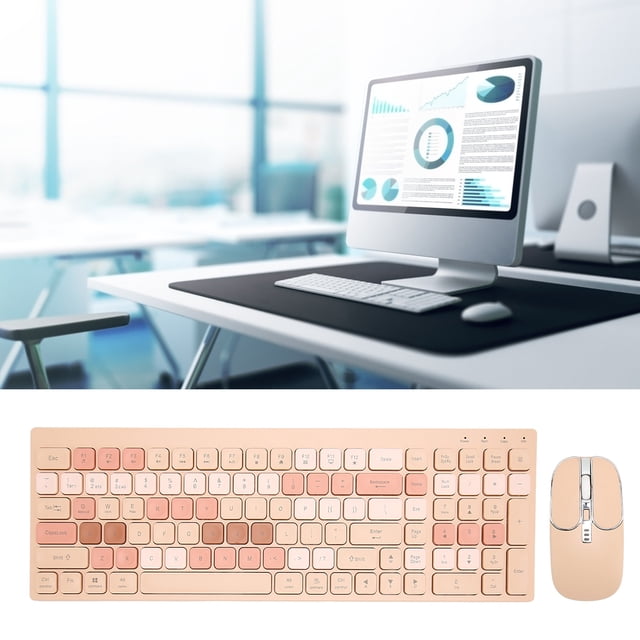 Combo de Teclado y Mouse Coloridos Juego de Teclado y Mouse Inalámbrico de 24GHz 104 Teclas 12 Accesos Directos Ergonomía Compacta para Computadora PC Computadora ANGGREK Otros
